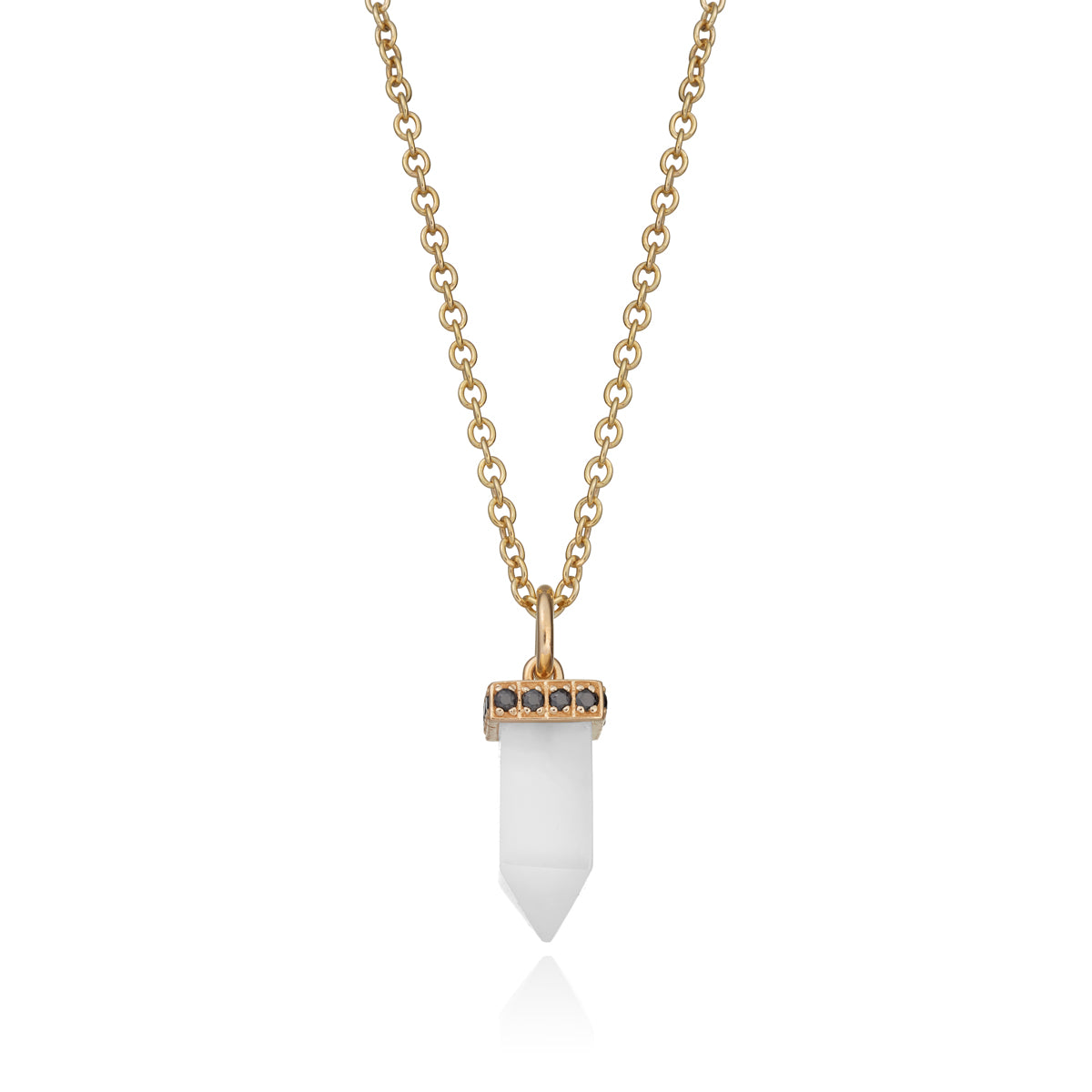 POWER POINT PENDANT | WHITE CHALCEDONY & BLACK DIAMOND