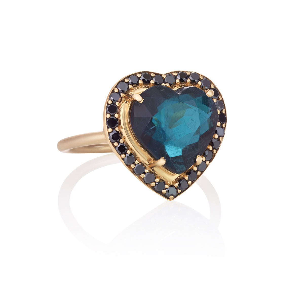 HEART RING | BLUE TOURMALINE & BLACK DIAMOND