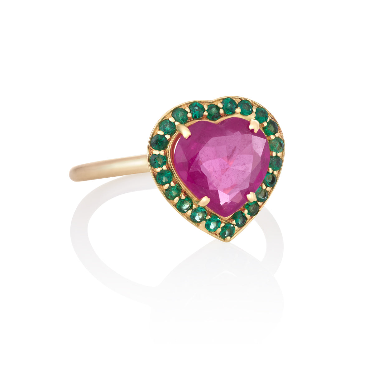 HEART RING | RUBELLITE & EMERALD