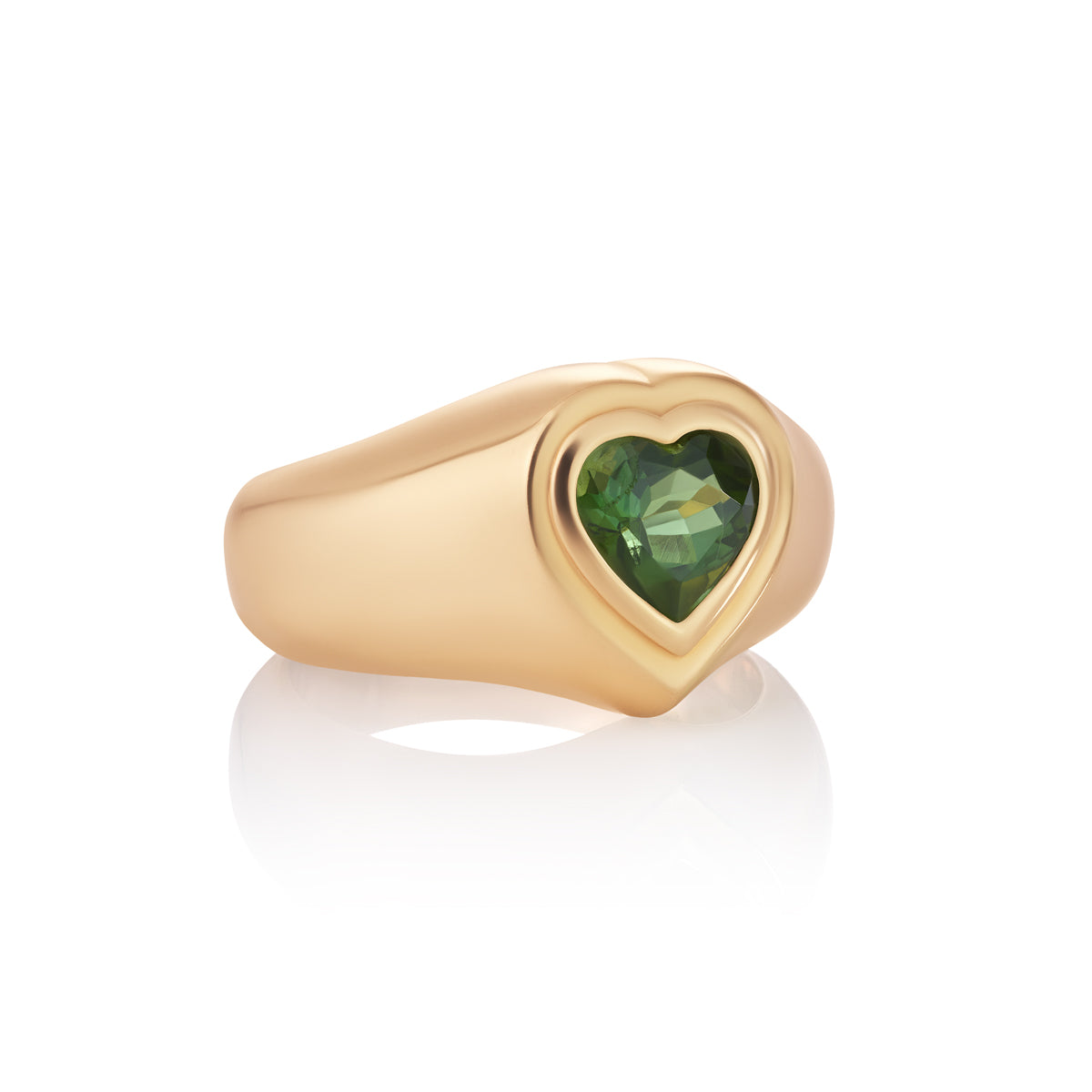 HEART SIGNET RING | GREEN TOURMALINE