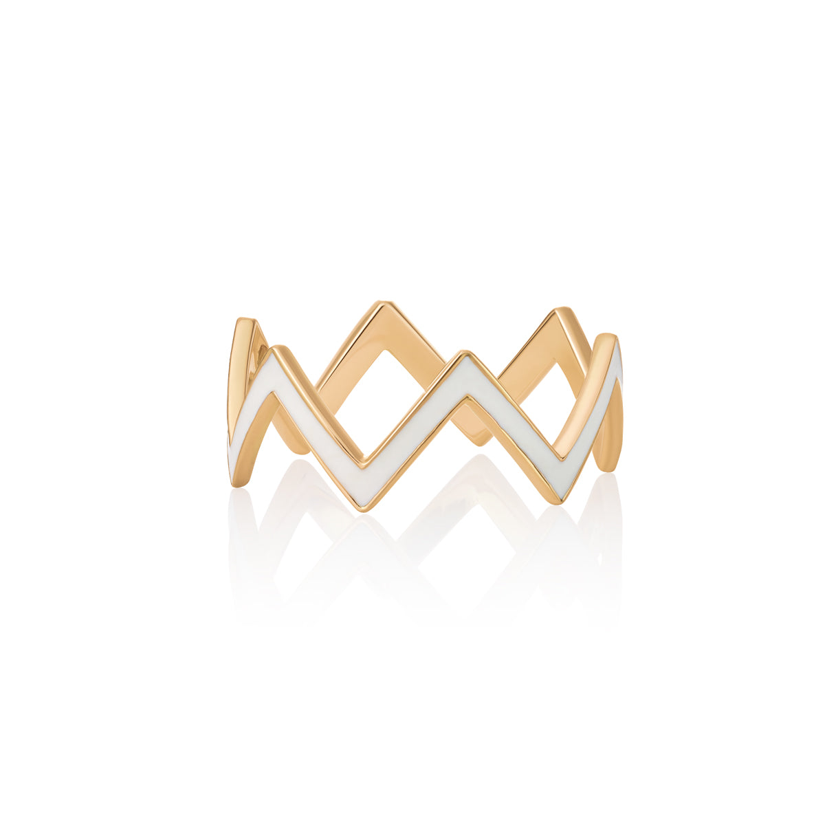 ZIG ZAG RING | WHITE ENAMEL