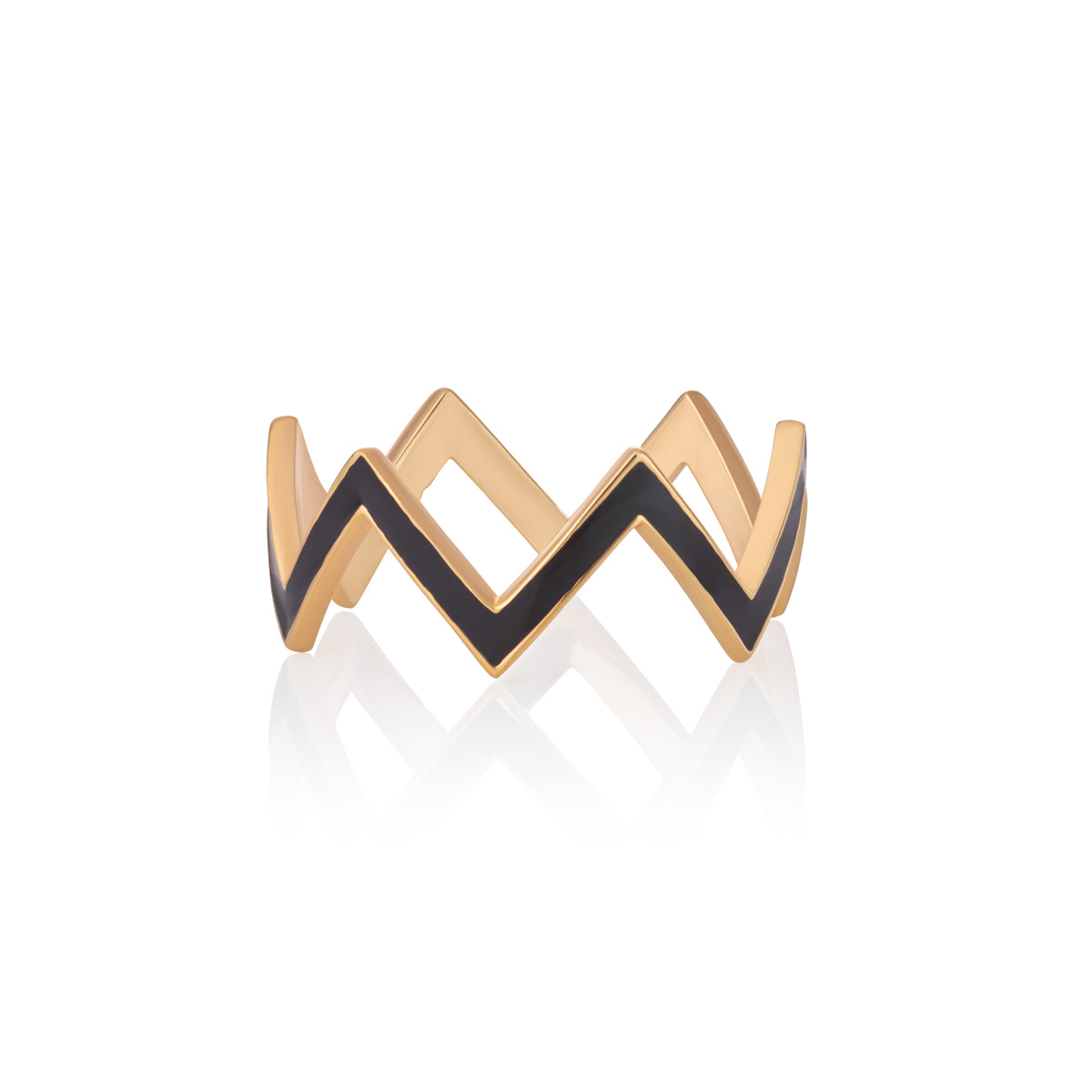 ZIG ZAG RING | BLACK ENAMEL