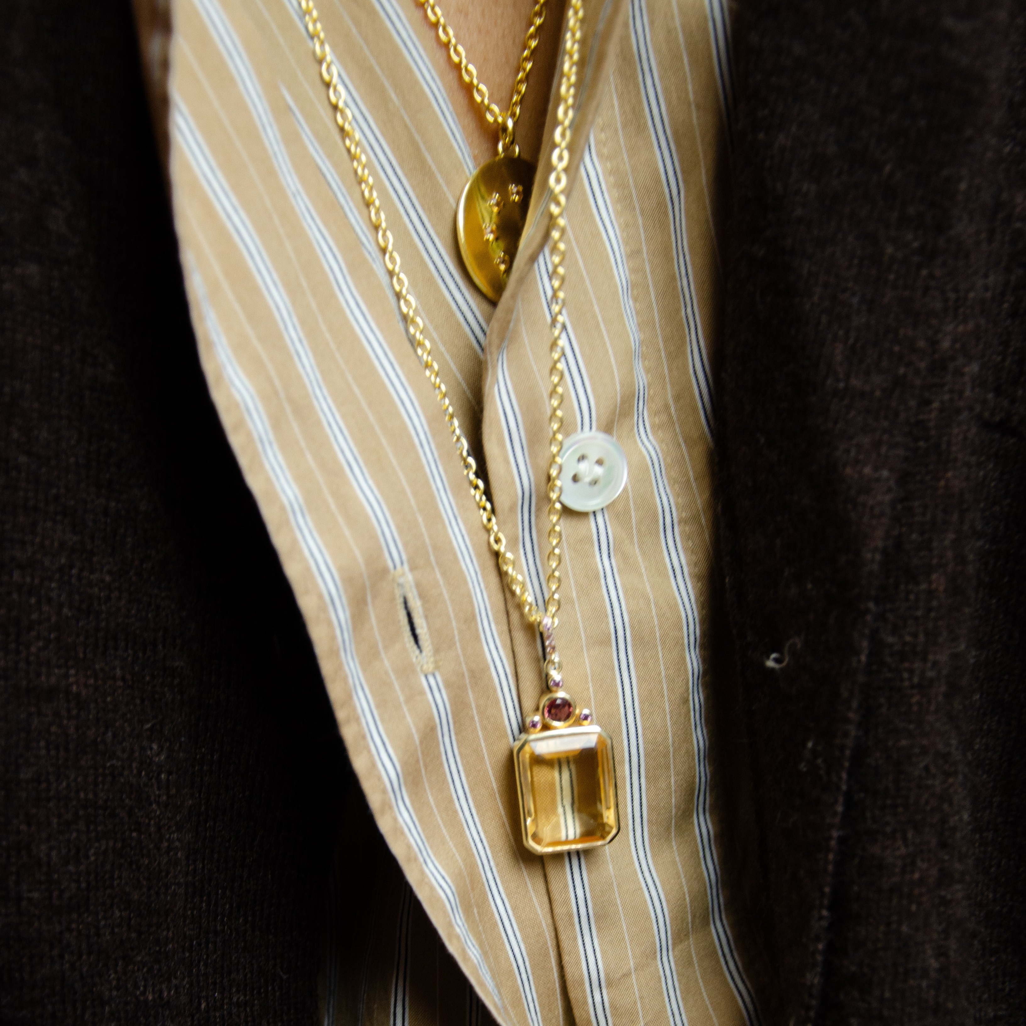 The Signature Pendant | Citrine & Rhodolite