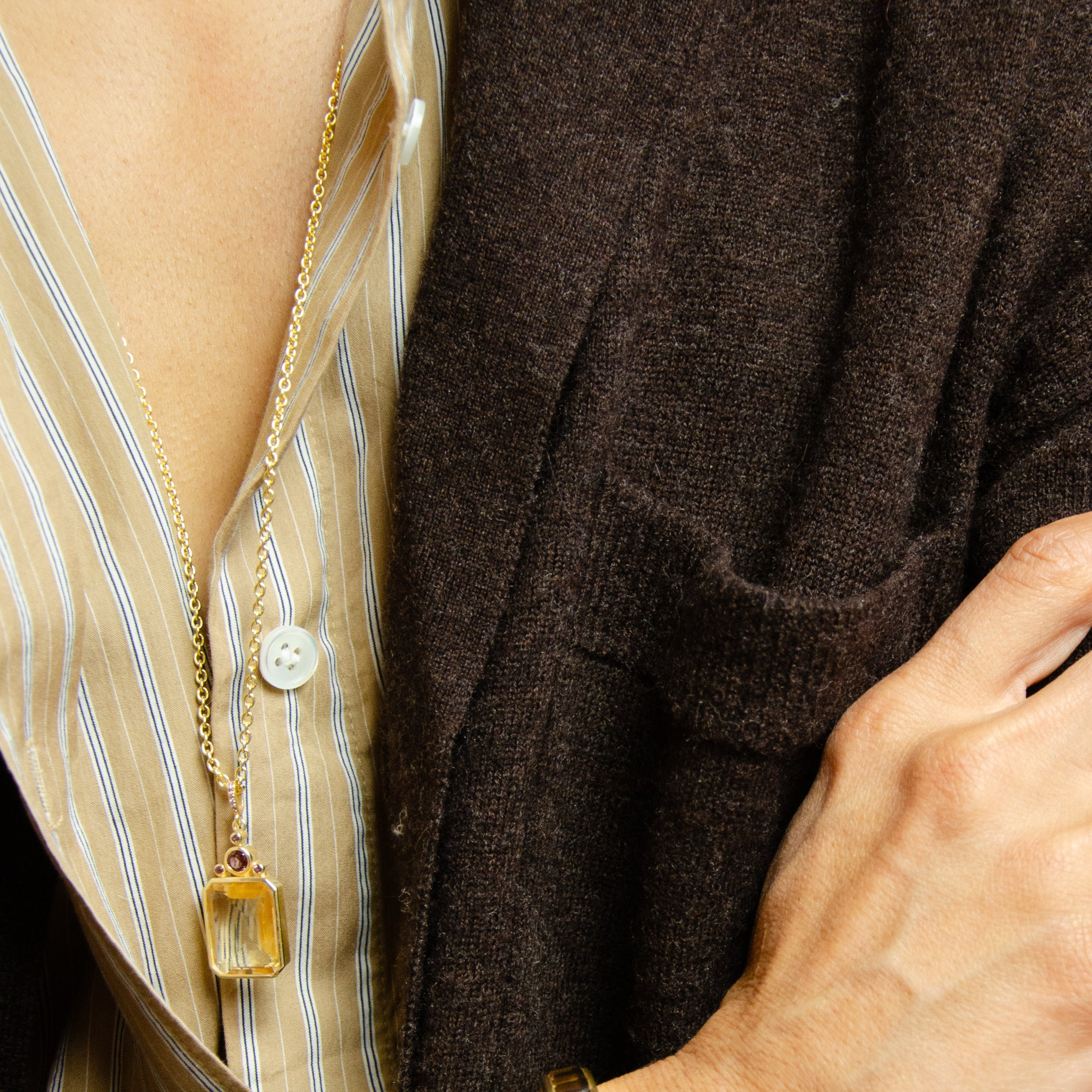 The Signature Pendant | Citrine & Rhodolite