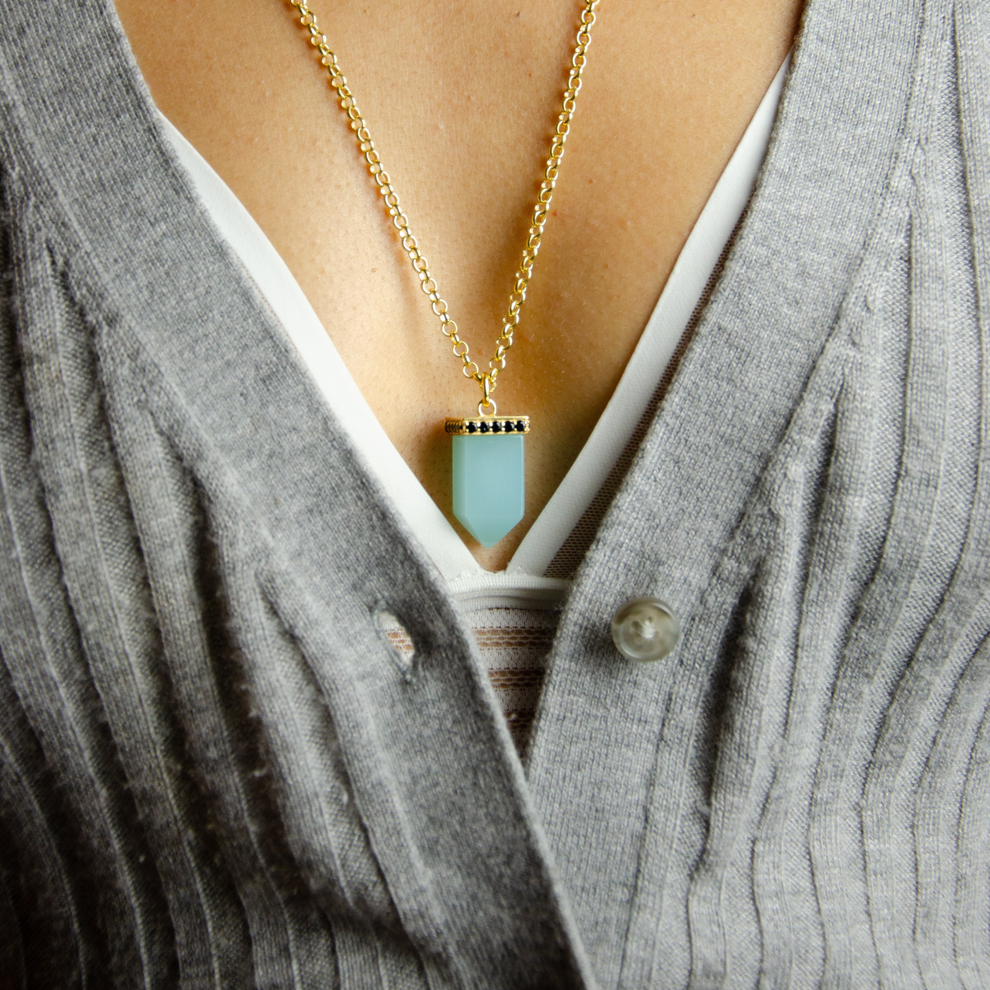 Power Point Pendant | Aquamarine & Iolite