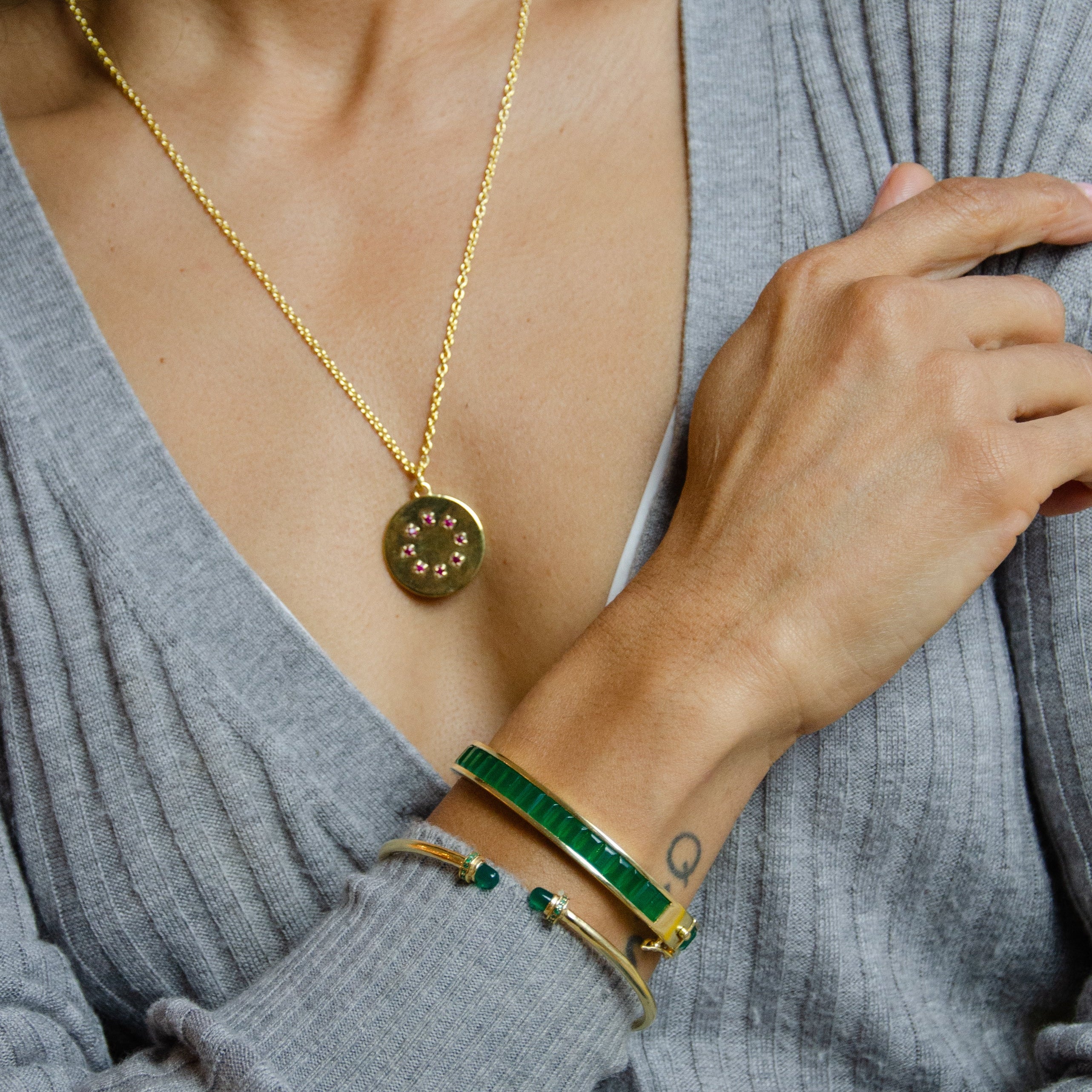 Gold Vermeil Birthstone Pendant Necklace | January - Rhodolite