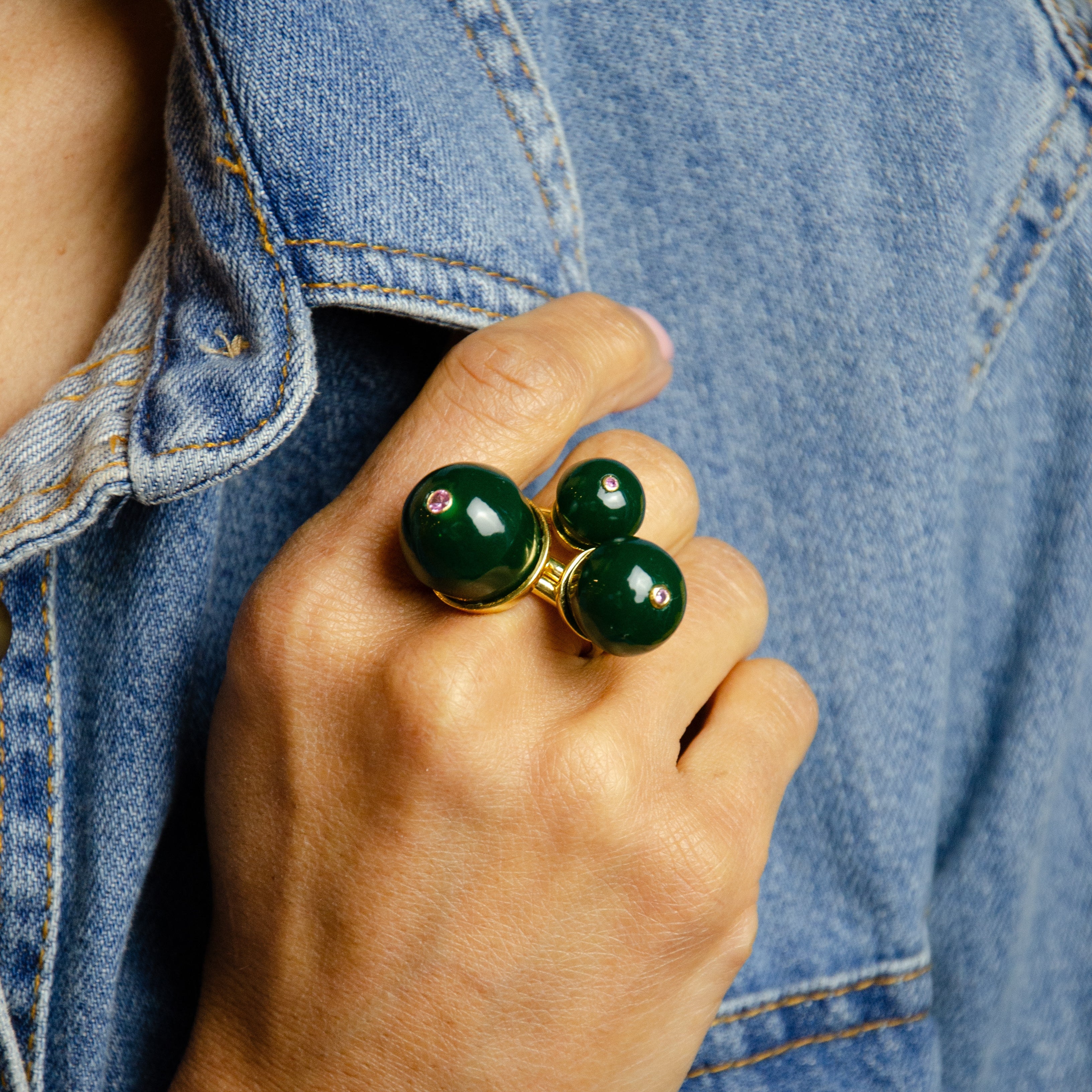 CupCake Large | Green Jade & Pink Sapphire