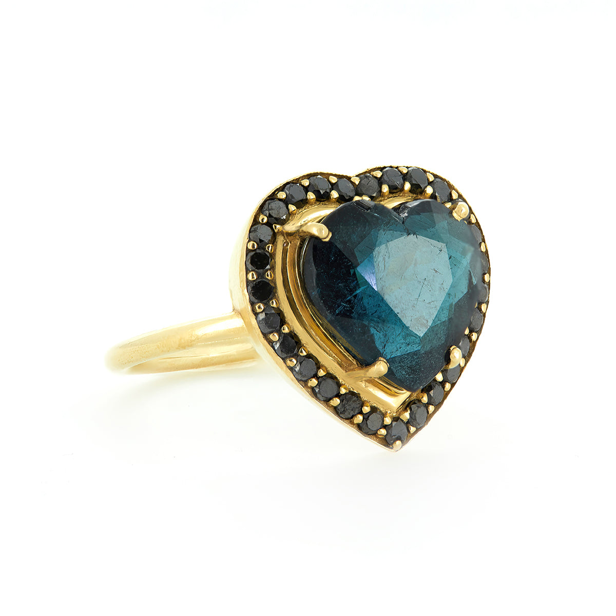HEART RING | BLUE TOURMALINE & BLACK DIAMOND