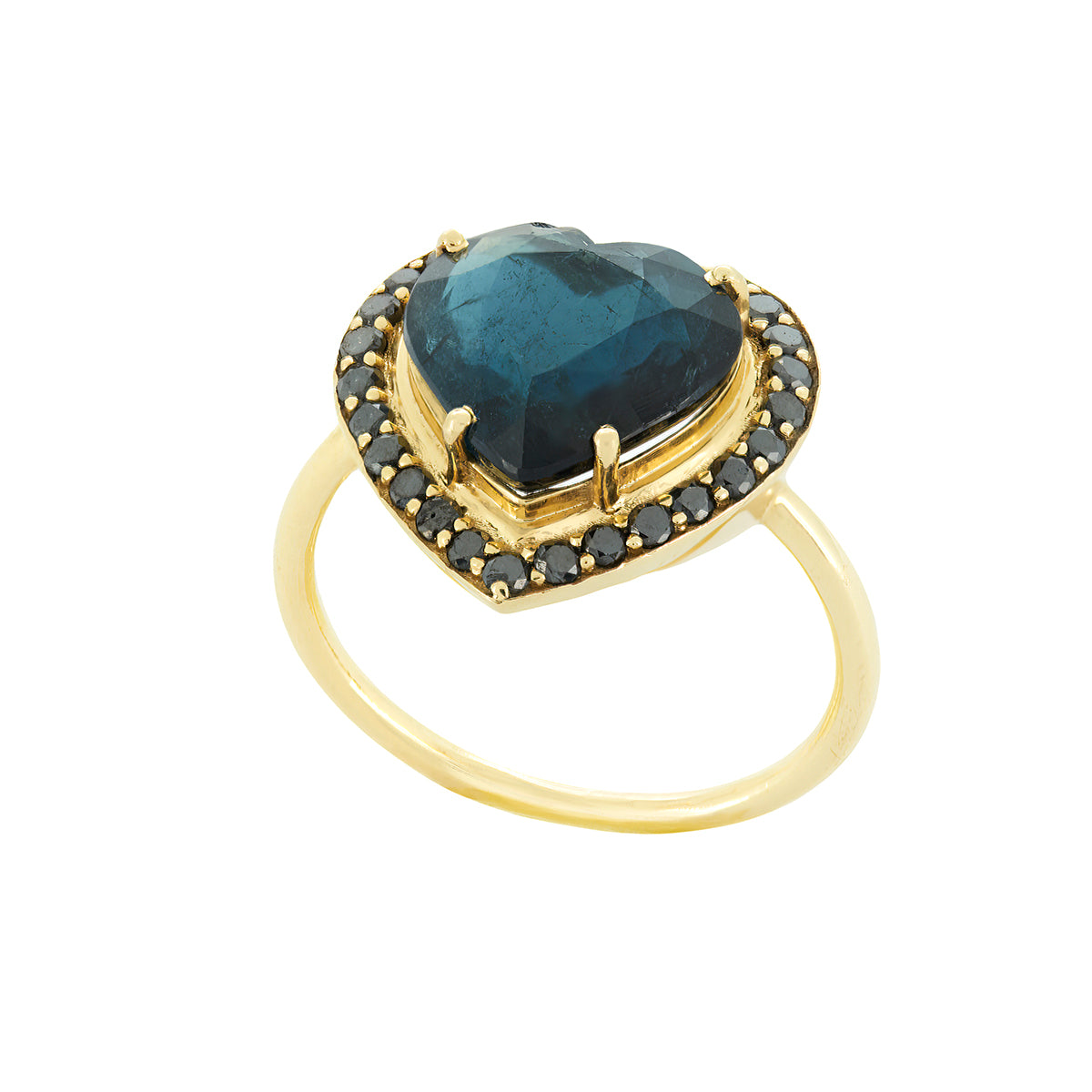 HEART RING | BLUE TOURMALINE & BLACK DIAMOND