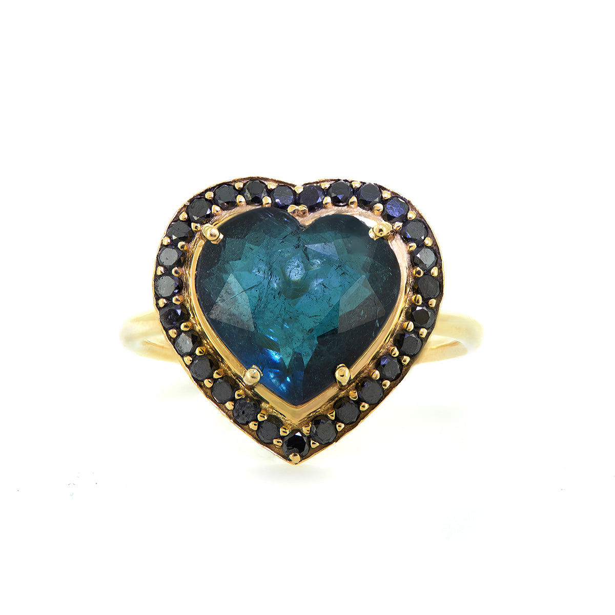 HEART RING | BLUE TOURMALINE & BLACK DIAMOND