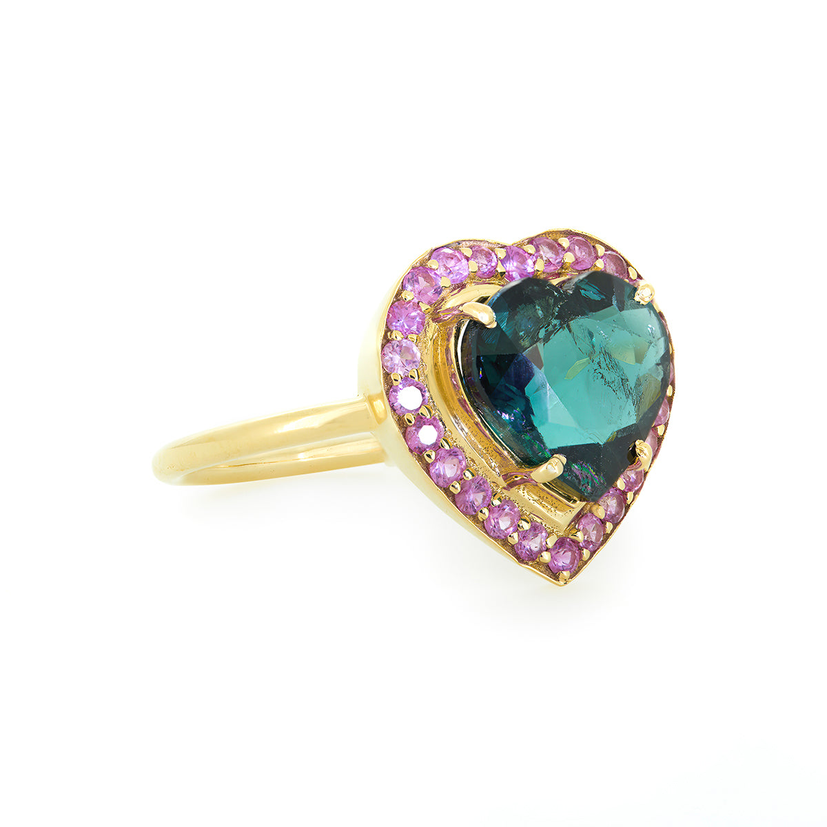 HEART RING | BLUE TOURMALINE & PINK SAPPHIRE