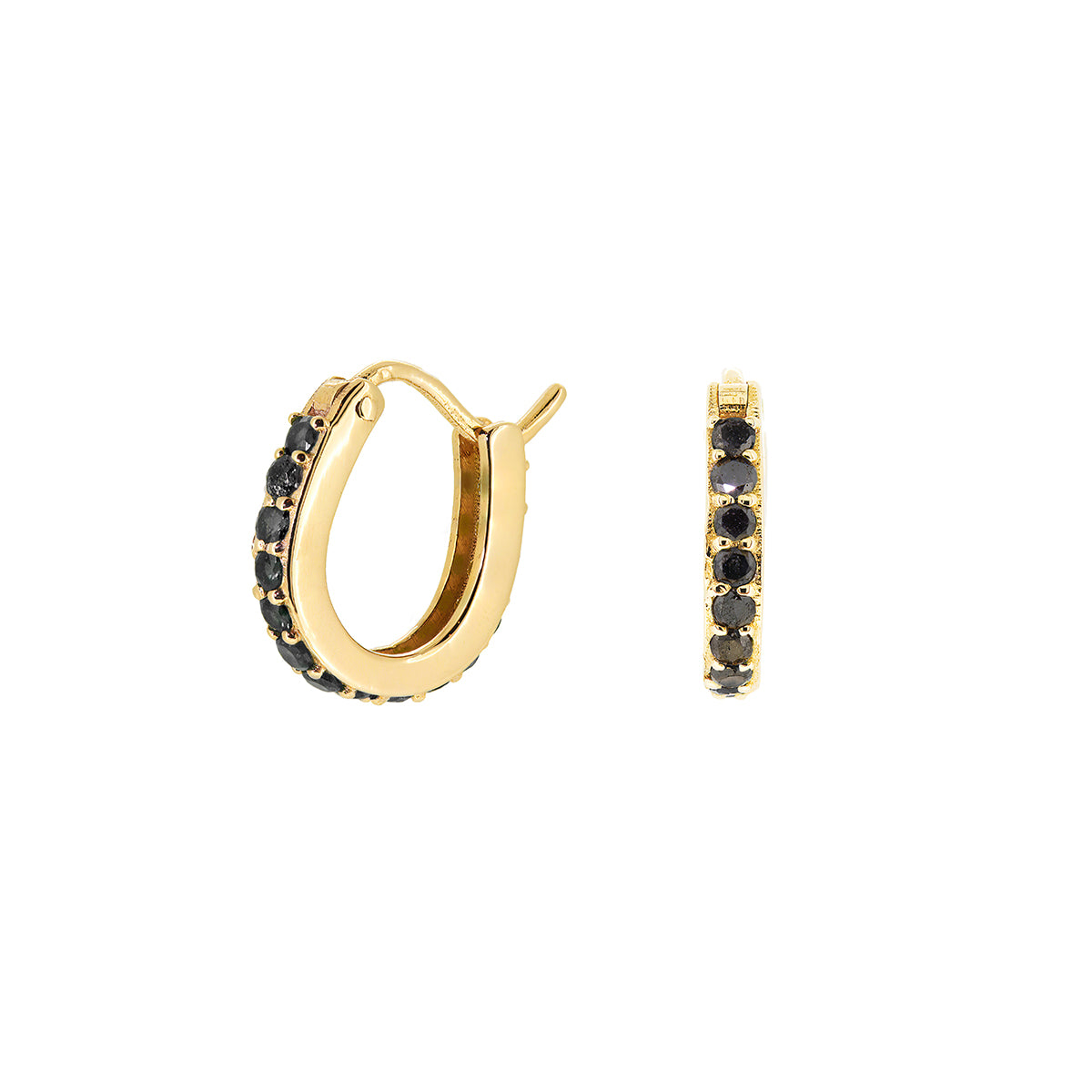 TINY HOOP EARRING | BLACK DIAMOND