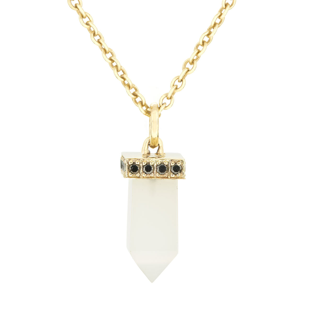 POWER POINT PENDANT | WHITE CHALCEDONY & BLACK DIAMOND