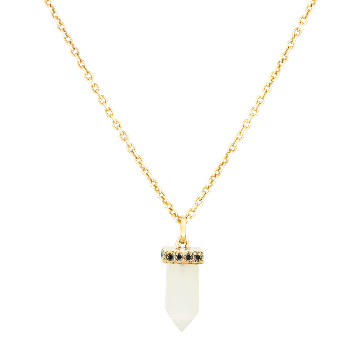 POWER POINT PENDANT | WHITE CHALCEDONY & BLACK DIAMOND