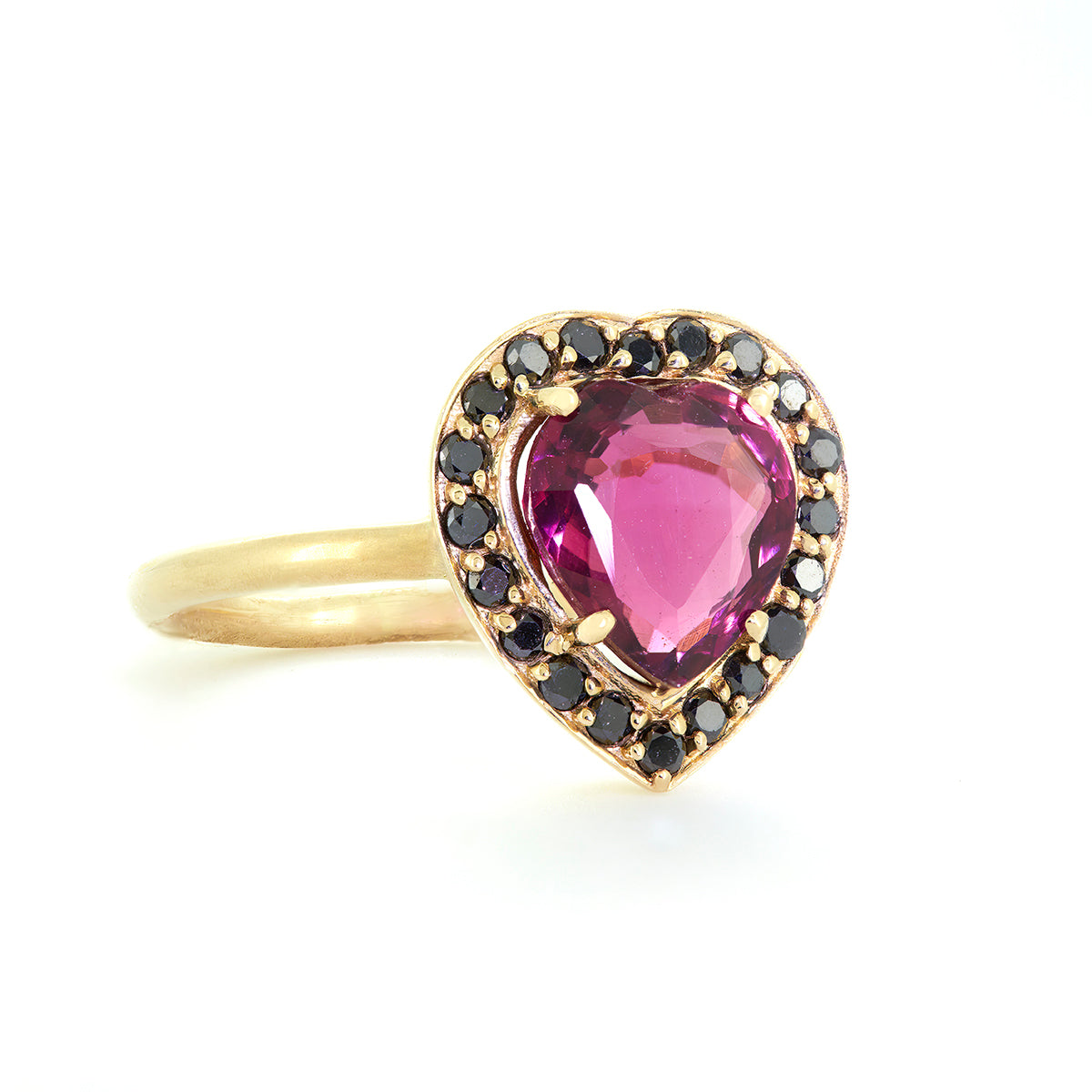 HEART RING | PINK TOURMALINE & BLACK DIAMOND