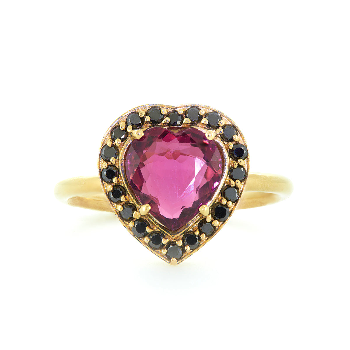 HEART RING | PINK TOURMALINE & BLACK DIAMOND