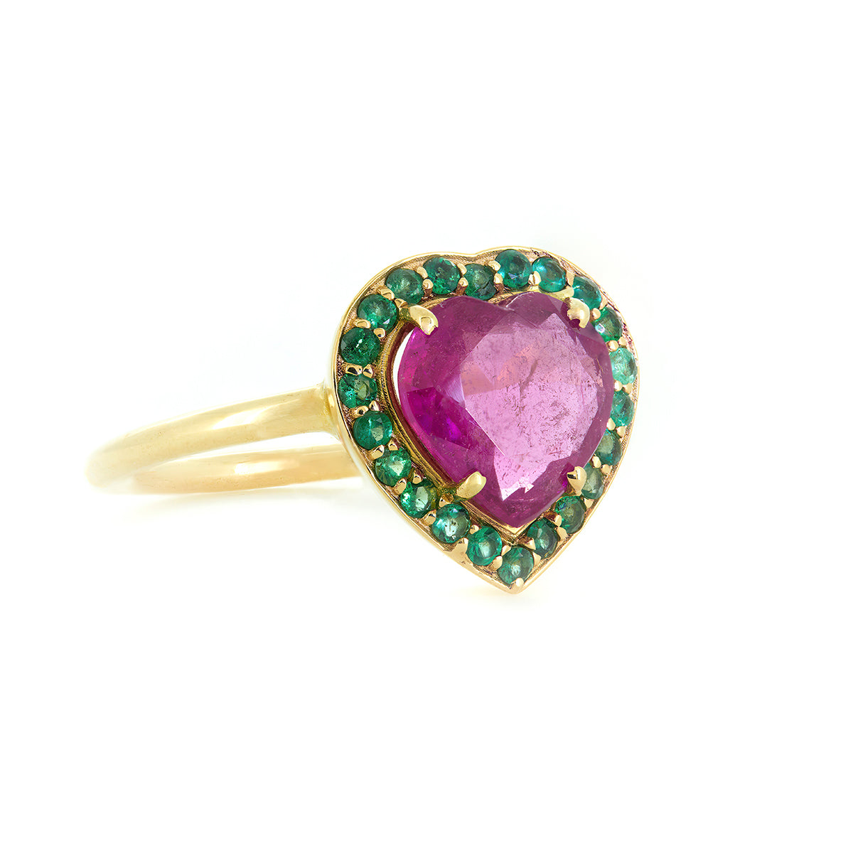 HEART RING | RUBELLITE & EMERALD