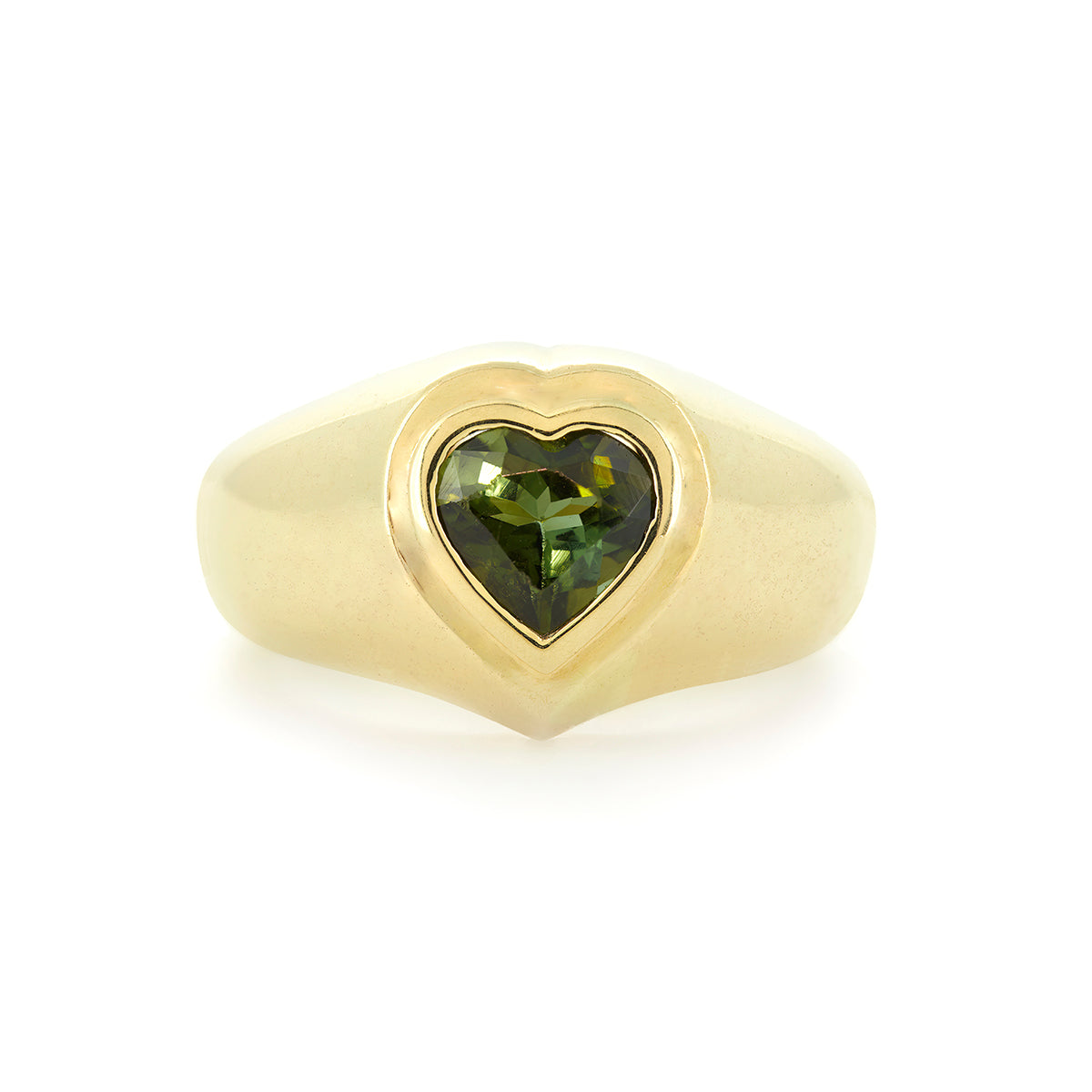 HEART SIGNET RING | GREEN TOURMALINE
