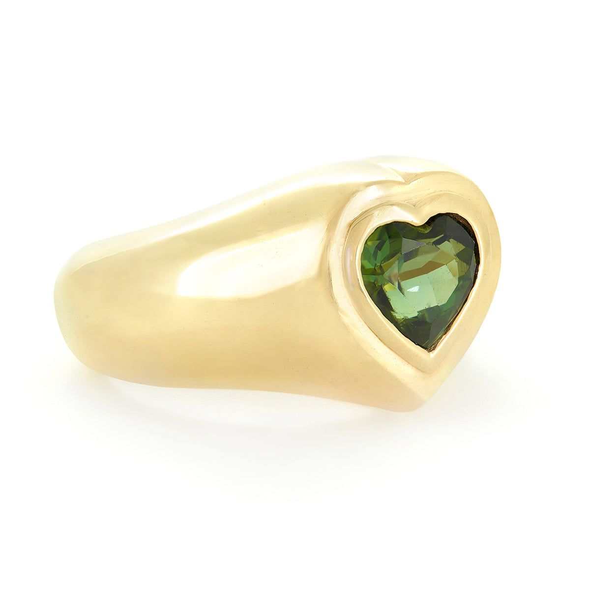 HEART SIGNET RING | GREEN TOURMALINE