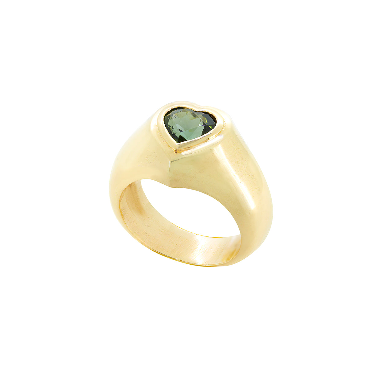 HEART SIGNET RING | GREEN TOURMALINE