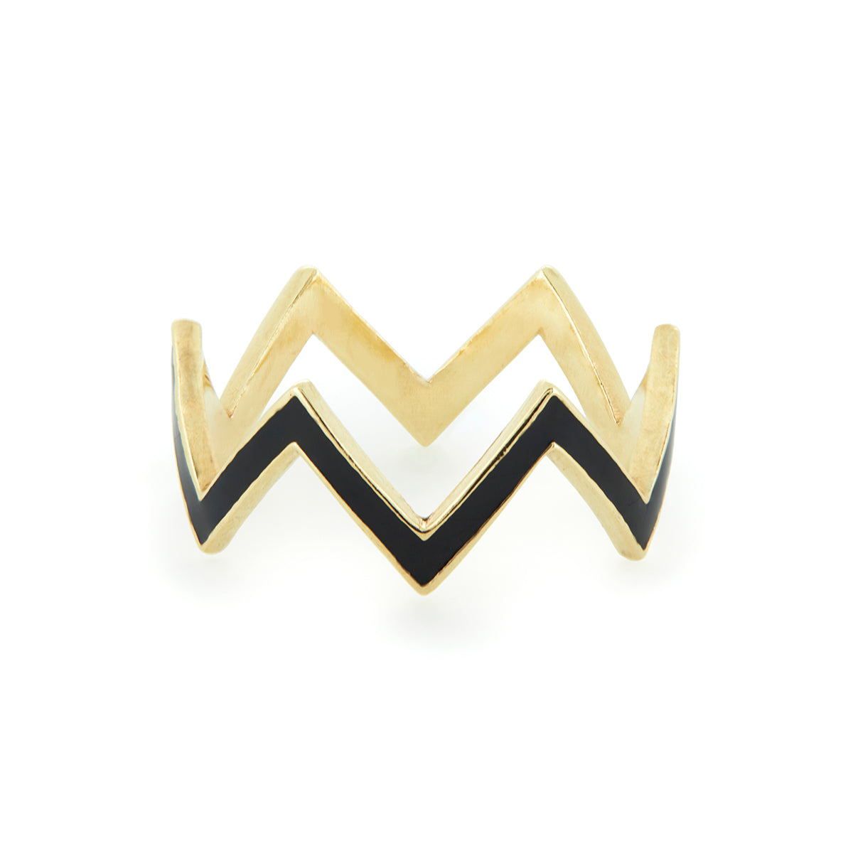 ZIG ZAG RING | BLACK ENAMEL