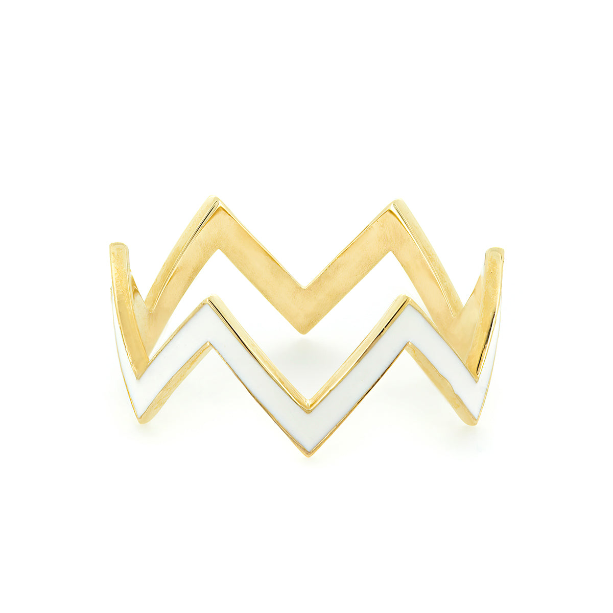 ZIG ZAG RING | WHITE ENAMEL