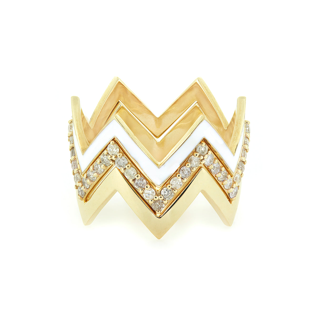 ZIG ZAG RING | WHITE ENAMEL