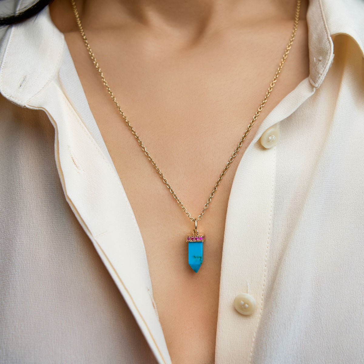 POWER POINT PENDANT | MALACHITE & RUBY