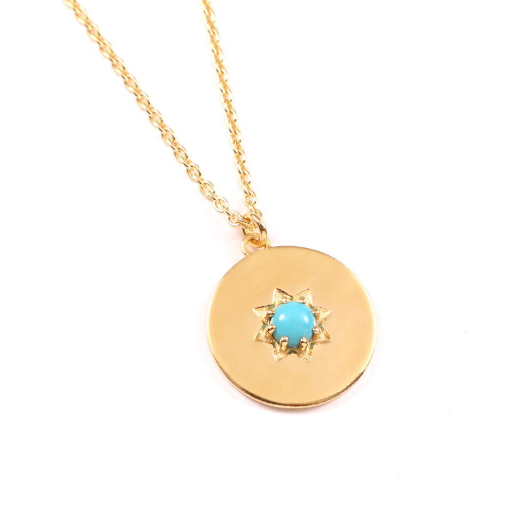 Gold Vermeil Birthstone Pendant Necklace | December — Turquoise