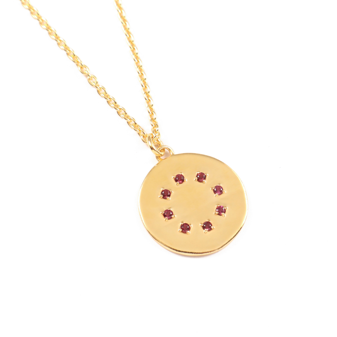 Gold Vermeil Birthstone Pendant Necklace | January - Rhodolite