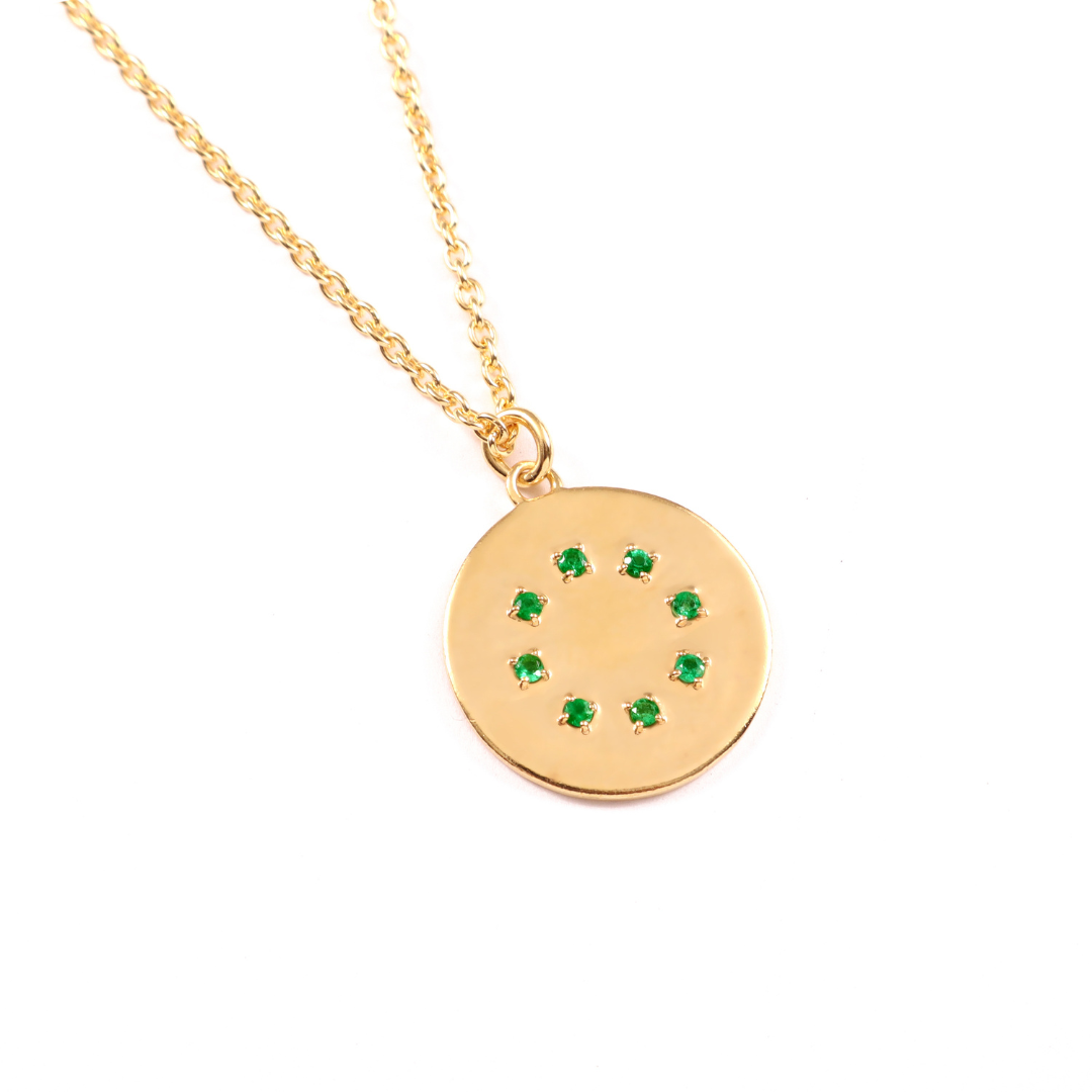 Gold Vermeil Birthstone Pendant Necklace | May - Emerald