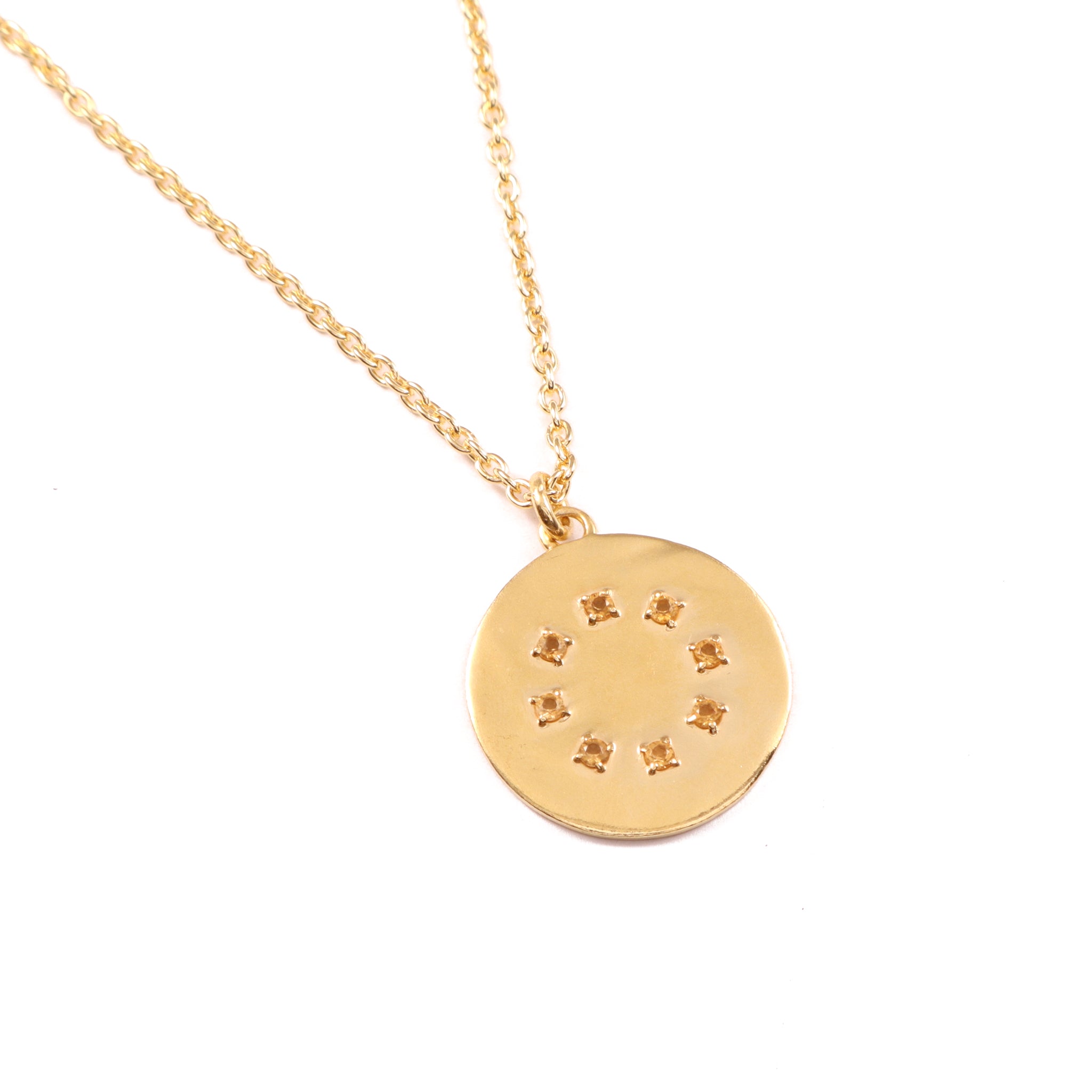 Gold Vermeil Birthstone Pendant Necklace | November — Citrine Gem