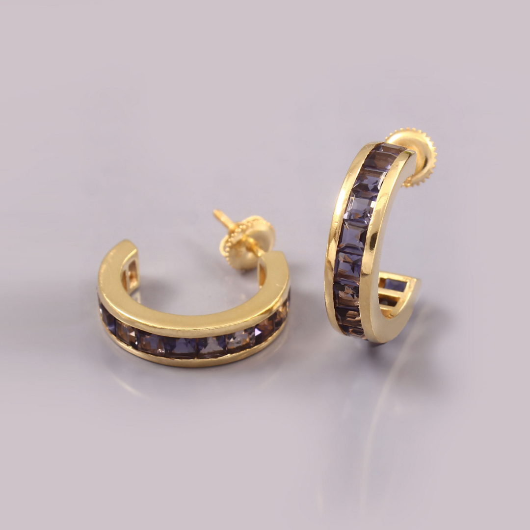 Deco Iolite Hoops Large