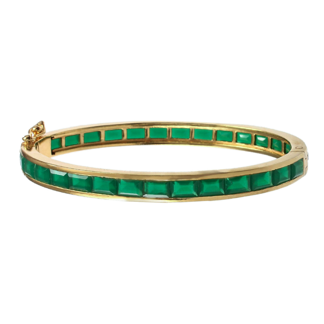 Deco Green Onyx Quartz Bangle