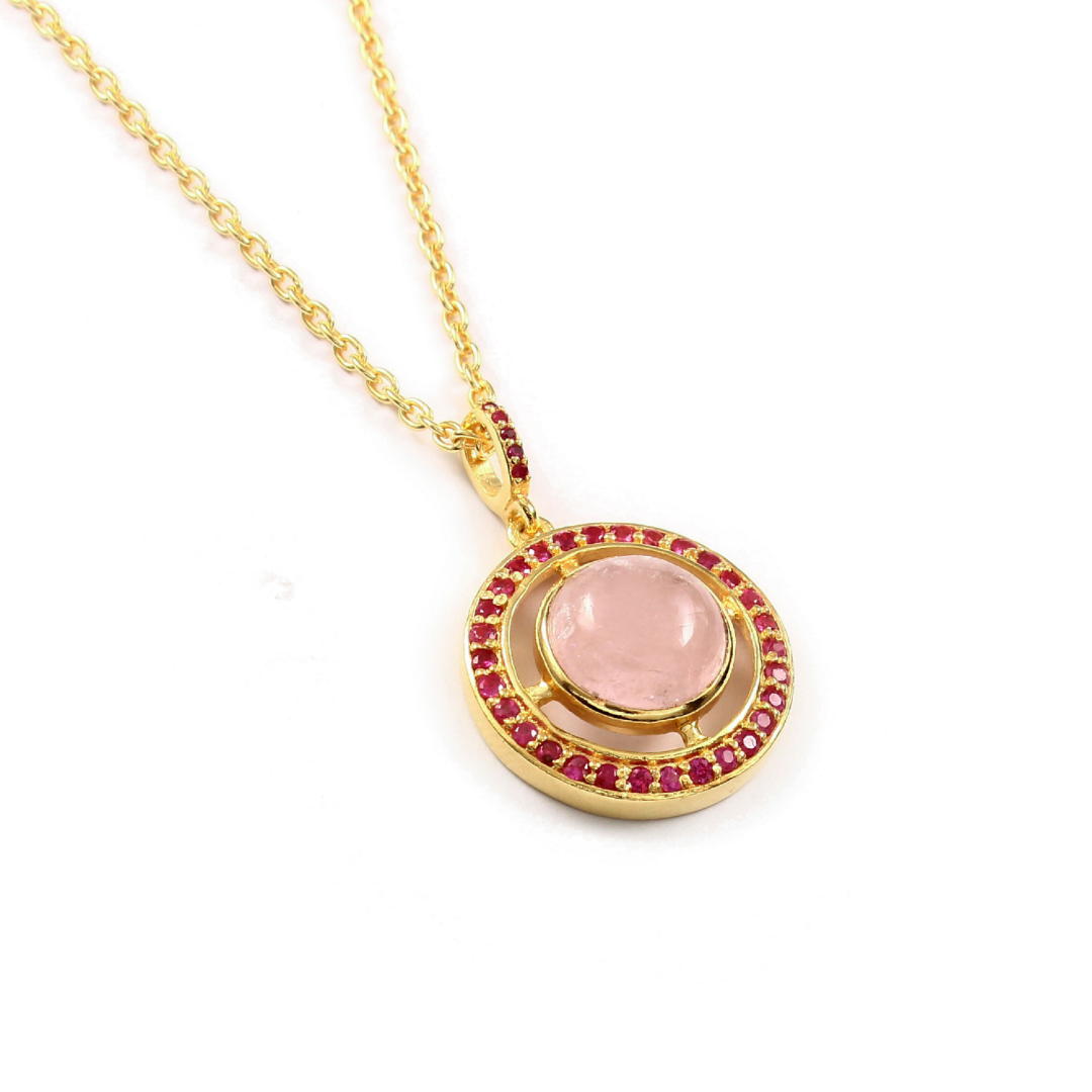 The Fire Pendant | Morganite & Ruby