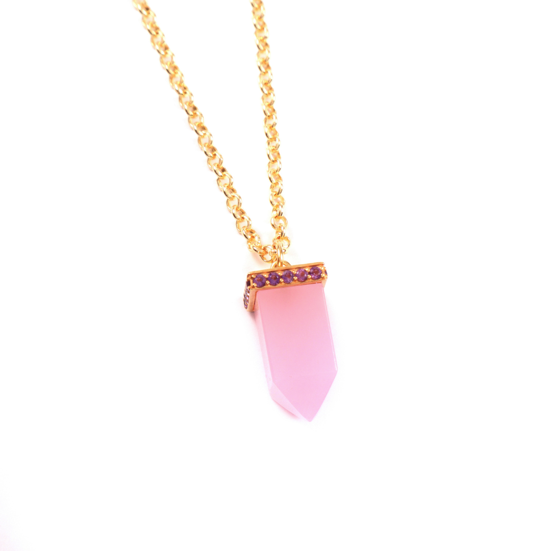 Power Point Pendant | Rose Quartz & Lilac Amethyst