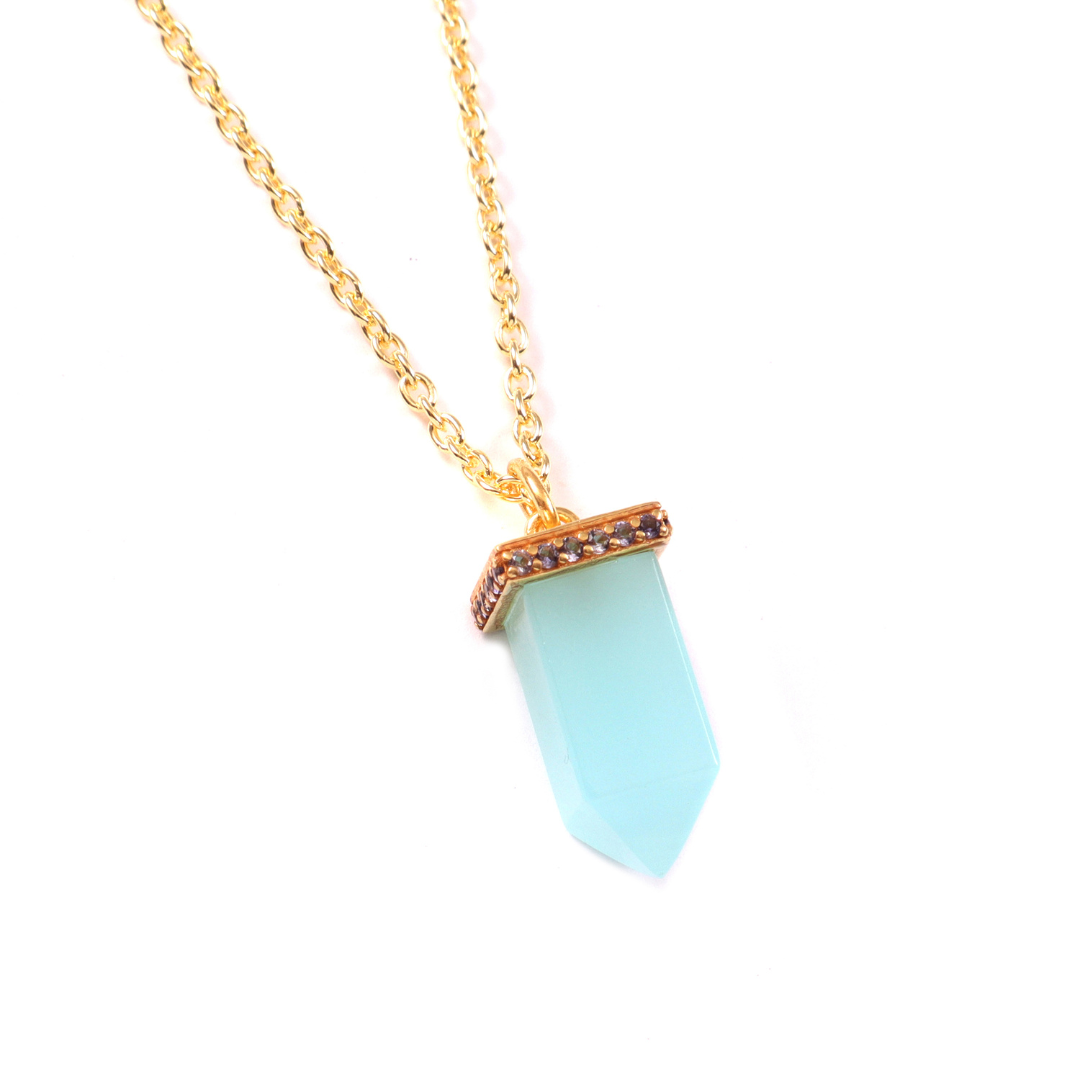Power Point Pendant | Aquamarine & Iolite