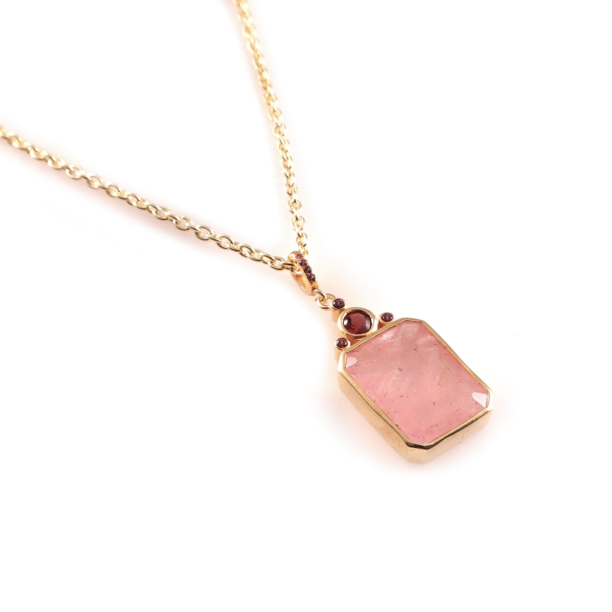 The Signature Pendant | Morganite & Rhodolite