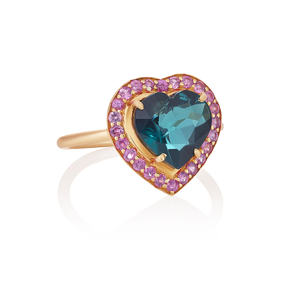 HEART RING | BLUE TOURMALINE & PINK SAPPHIRE