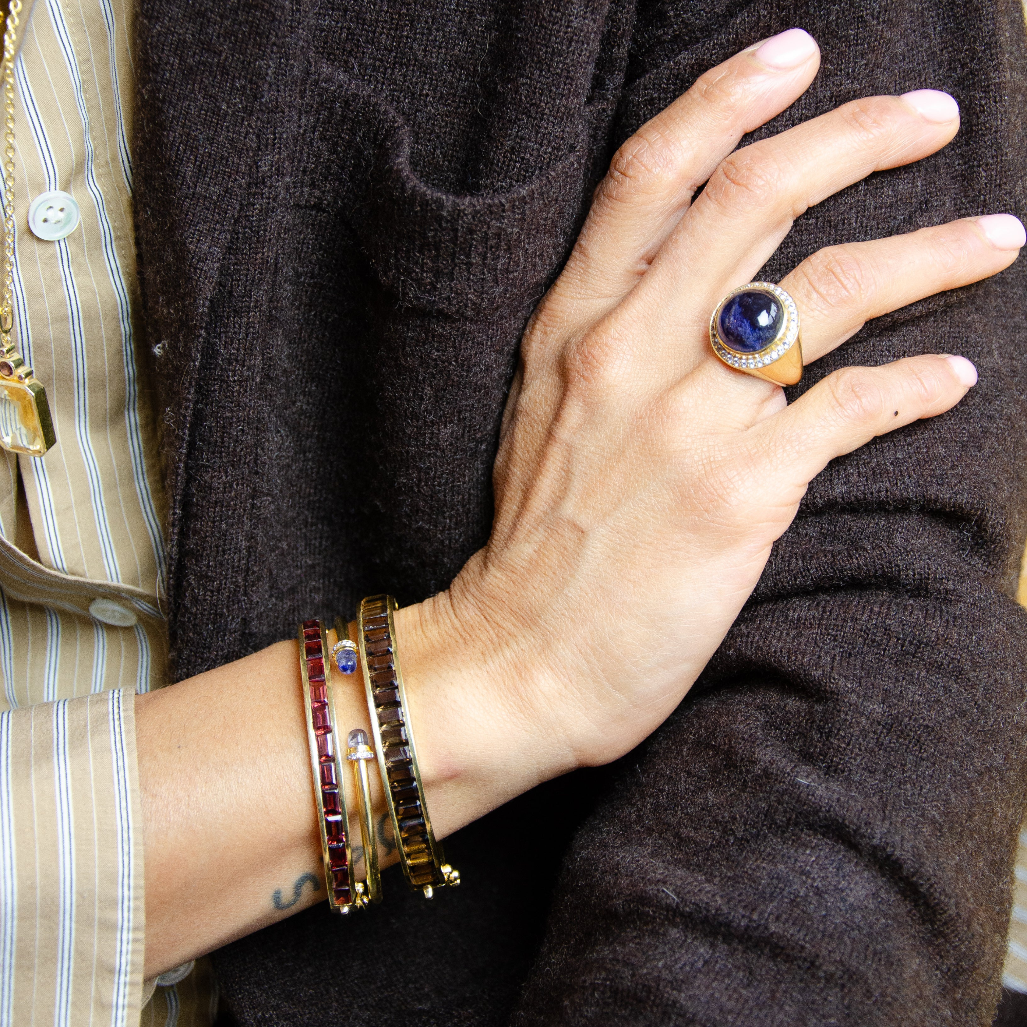 The Air Bangle | Iolite & Tanzanite
