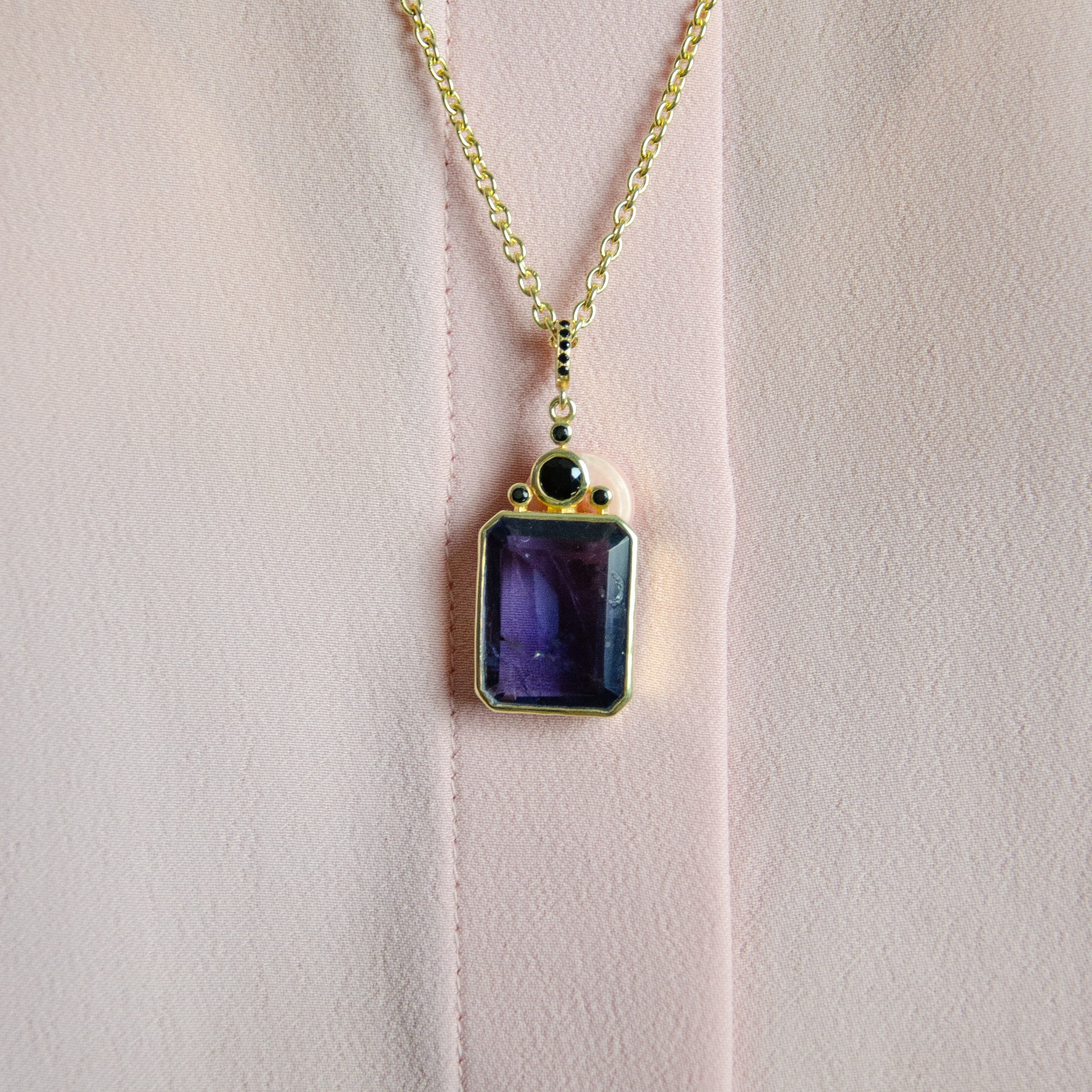 The Signature Pendant | Iolite & Black Spinel