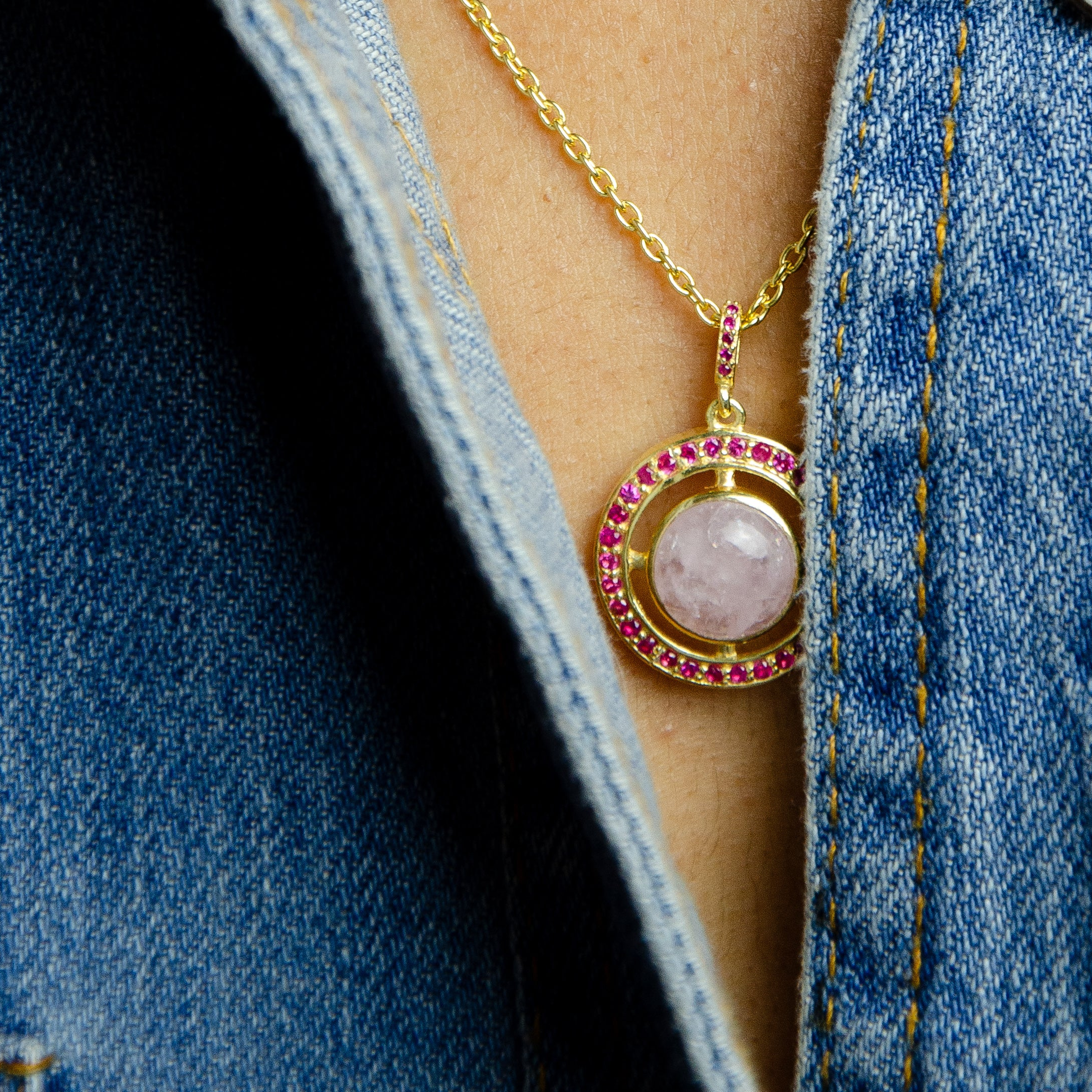 The Fire Pendant | Morganite & Ruby