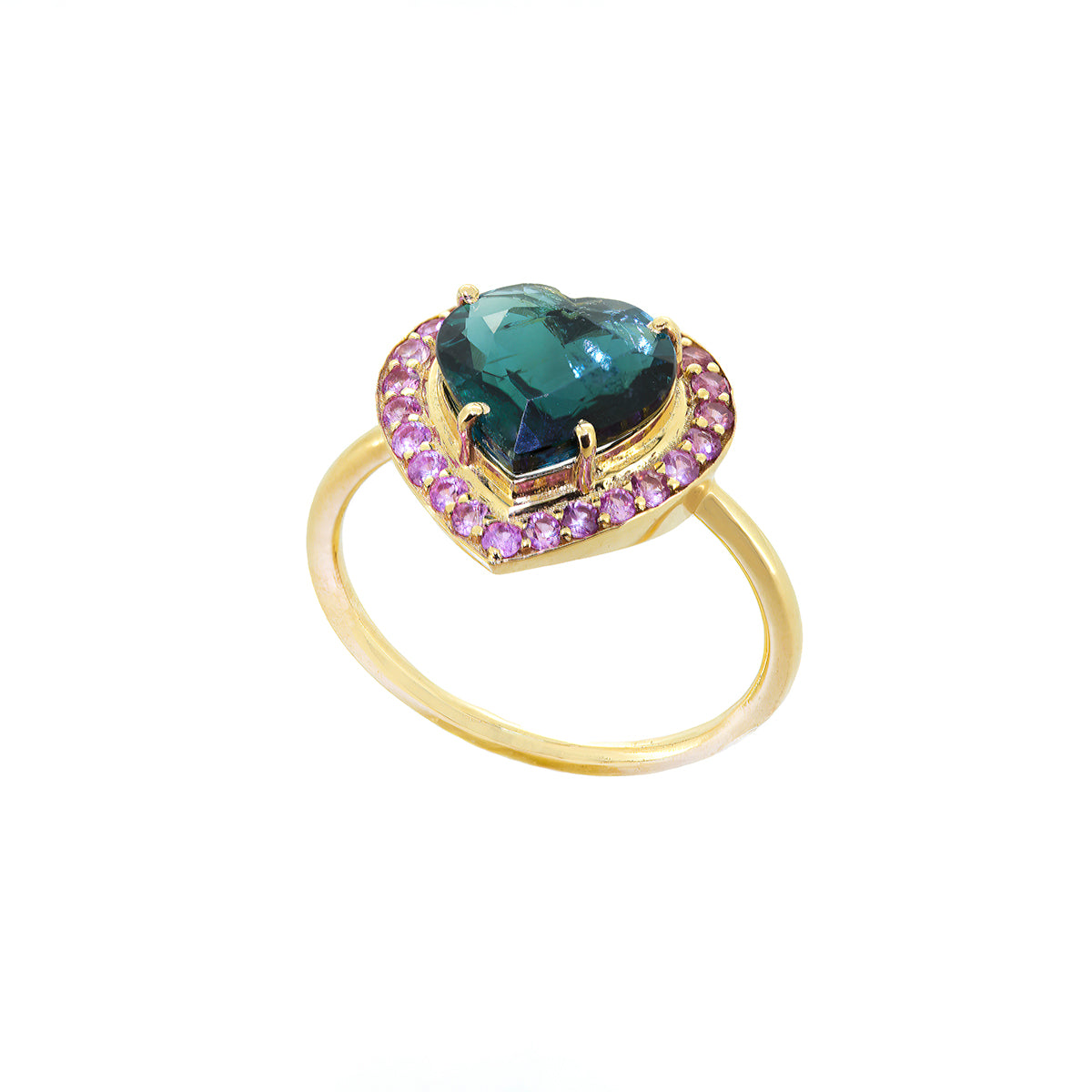 HEART RING | BLUE TOURMALINE & PINK SAPPHIRE