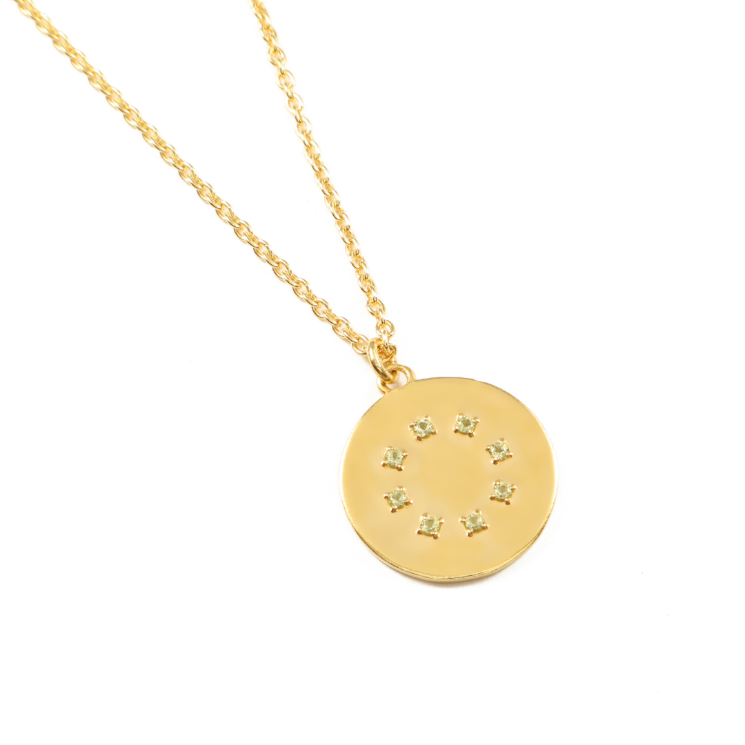 Gold Vermeil Birthstone Pendant Necklace | August — Peridot