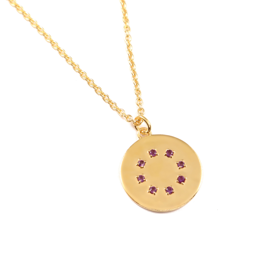 Gold Vermeil Birthstone Pendant Necklace | February - Amethyst