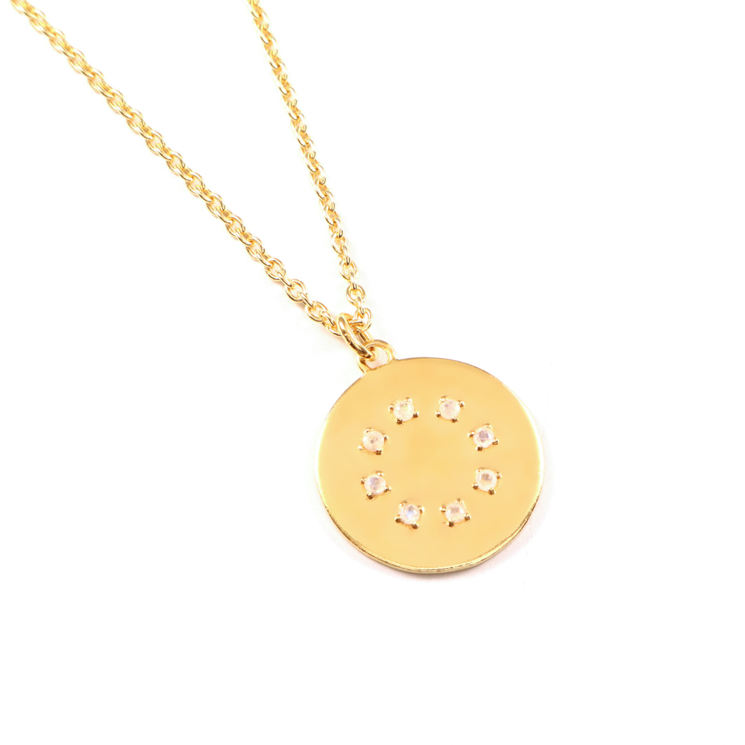Gold Vermeil Birthstone Pendant Necklace | June - Moonstone