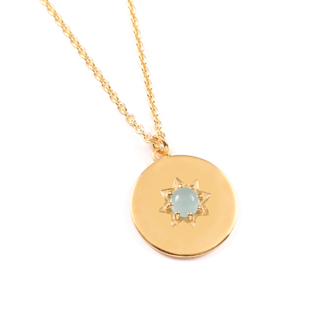 Gold Vermeil Birthstone Pendant Necklace | March - Aquamarine