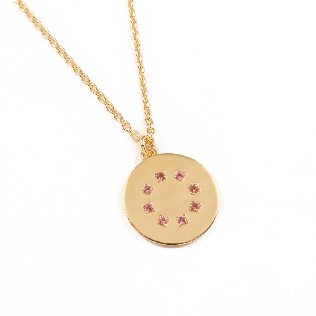 Gold Vermeil Birthstone Pendant Necklace |  October — Pink Tourmaline