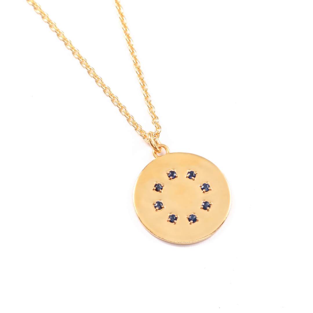 Gold Vermeil Birthstone Pendant Necklace | September  — Sapphire Gem