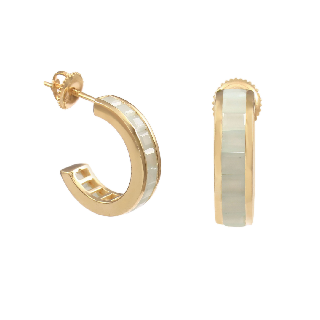 Deco Aquamarine Hoops Large